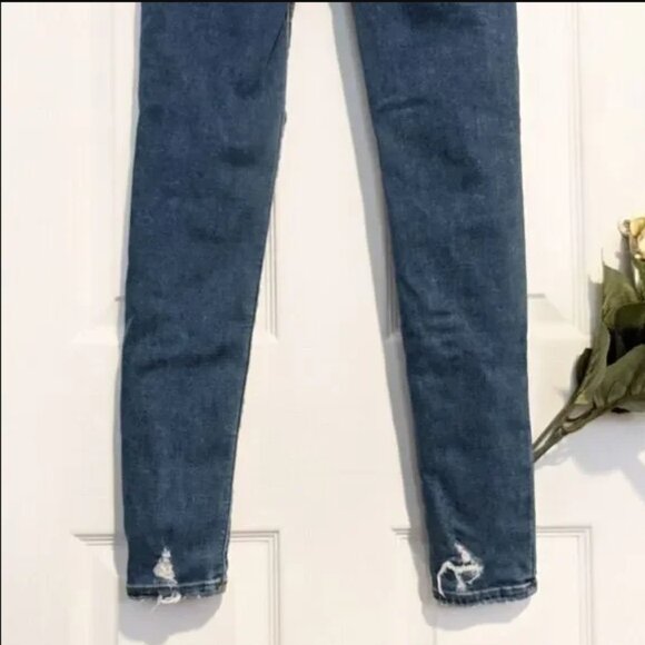 AEO High Rise Jeggings Distressed Denim Skinny Raw - Picture 5 of 8